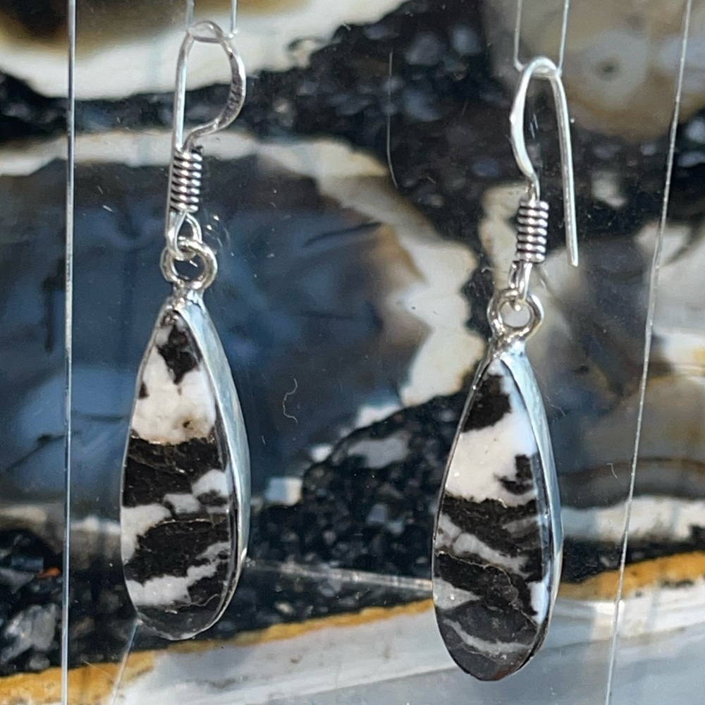 White Buffalo Turquoise Earrings 1 7/8” - Picture 3 of 14